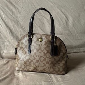 COACH Brown Peyton Domed Satchel